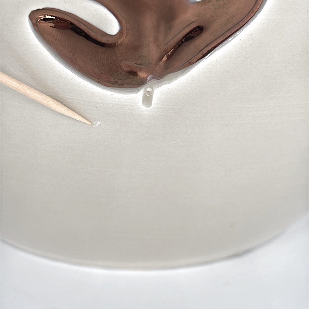 MCM Bitossi Cream Colored Bowl/Planter With Copper Leaves - Picture 8 of 9